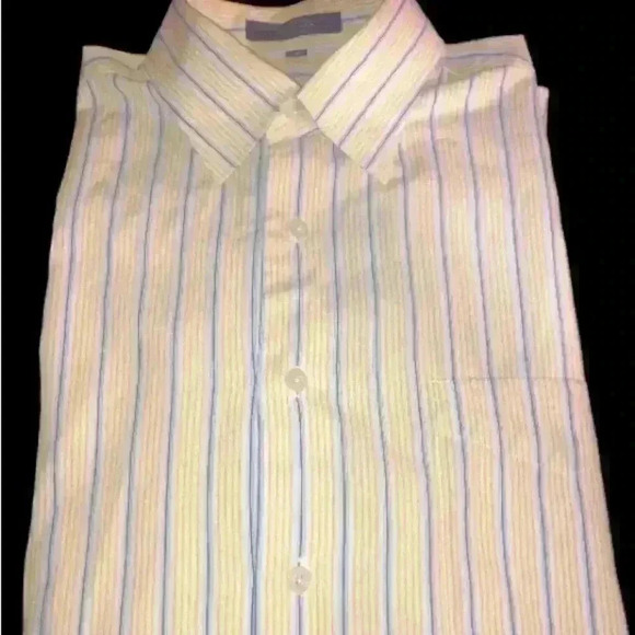 Alan Flusser sz M button down yellow and blue stripe long sleeve Exc Con - Picture 1 of 6